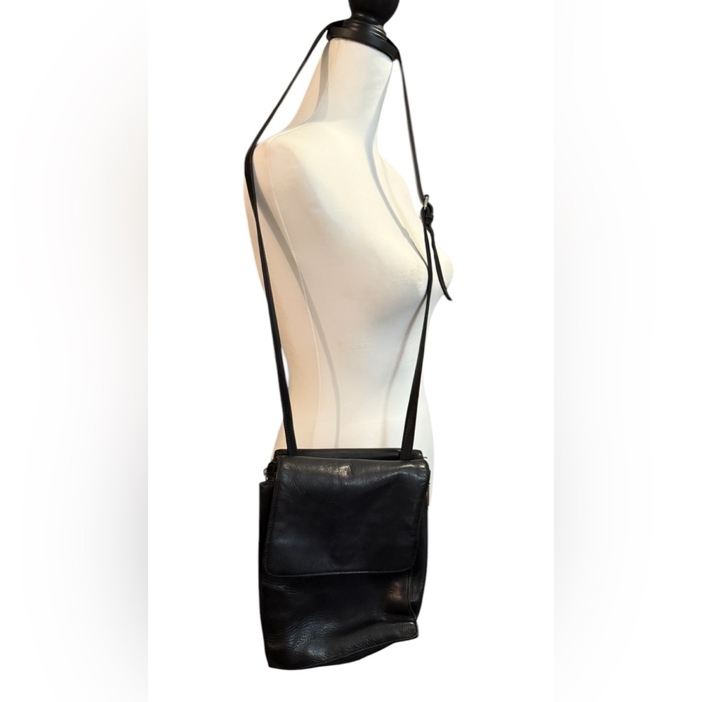 Hobo International Vintage Black Leather Small Crossbody Organizer Bag